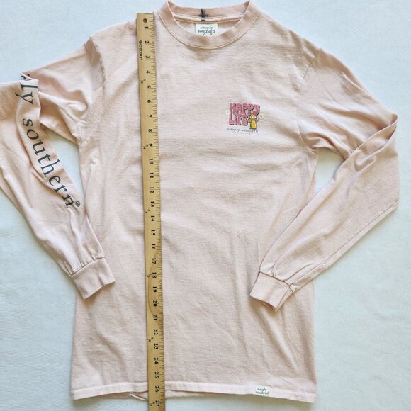 Simply Southern Pink Long Sleeve T-Shirt "Happy Life Happy Mind" Fairy Hippie - Picture 13 of 13